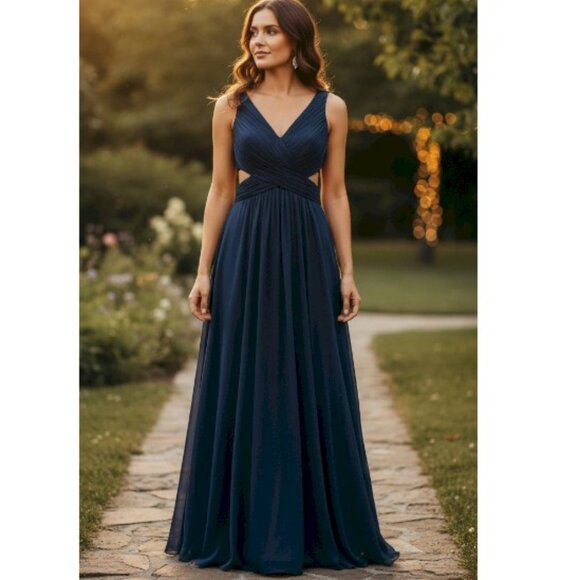 Lulu's Vivid Imagination Navy Blue Cutout Maxi Dress Size XL New NWT - Picture 1 of 7